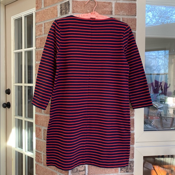 J Crew stretchy 3/4 t-shirt dress with navy blue and red stripes - Picture 3 of 3